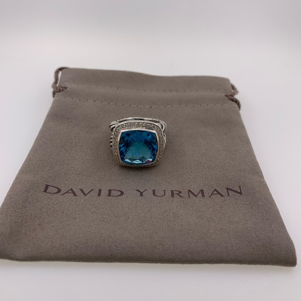 DAVID YURMAN 14mm Albion Ring Blue Topaz & Diamond